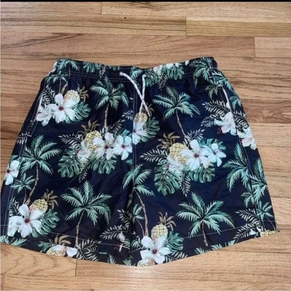 SHEIN Men’s Tropical Green and Black Swim Trunks size Large NWT - Picture 3 of 5
